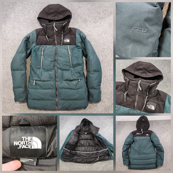 The North Face Pallie Jacket Womens Small Green Puffer 550 Down Hooded Parka - Picture 1 of 16
